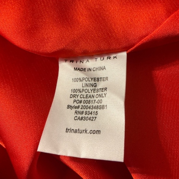 Trina Turk Women's Starry Dress Draped Crepe Tie Front‎ Orange size 0 NWT - Picture 9 of 11